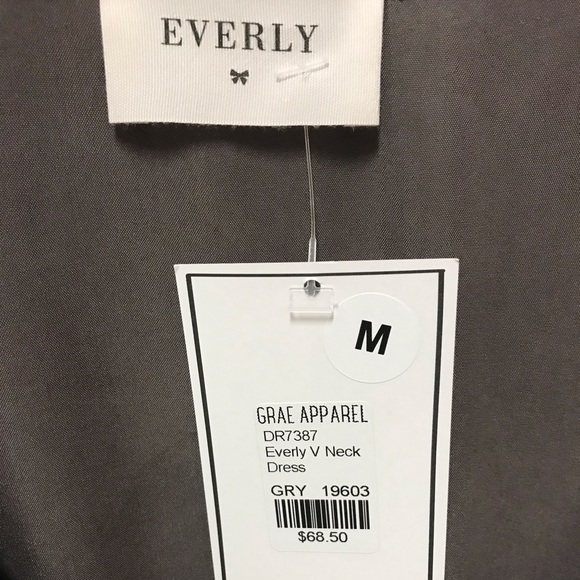 Everly Dove Gray V-Neck Dress - Picture 7 of 8